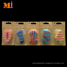 Multi-Colored 100% Paraffin Wax Stripe Printed Birthday Number   Candle